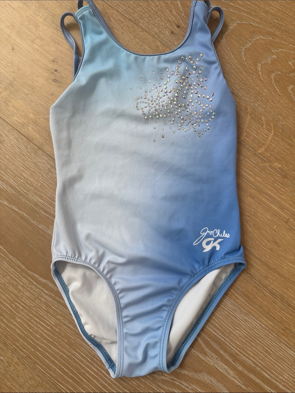 GK Jordan Chiles Blue Ombre Gymnastics Leotard with Rhinestone Cluster-YL
